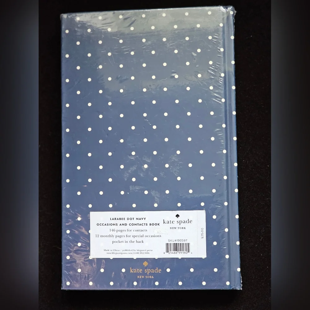 NEW Kate Spade Blue and White Polka Dot Occasions & Address Book